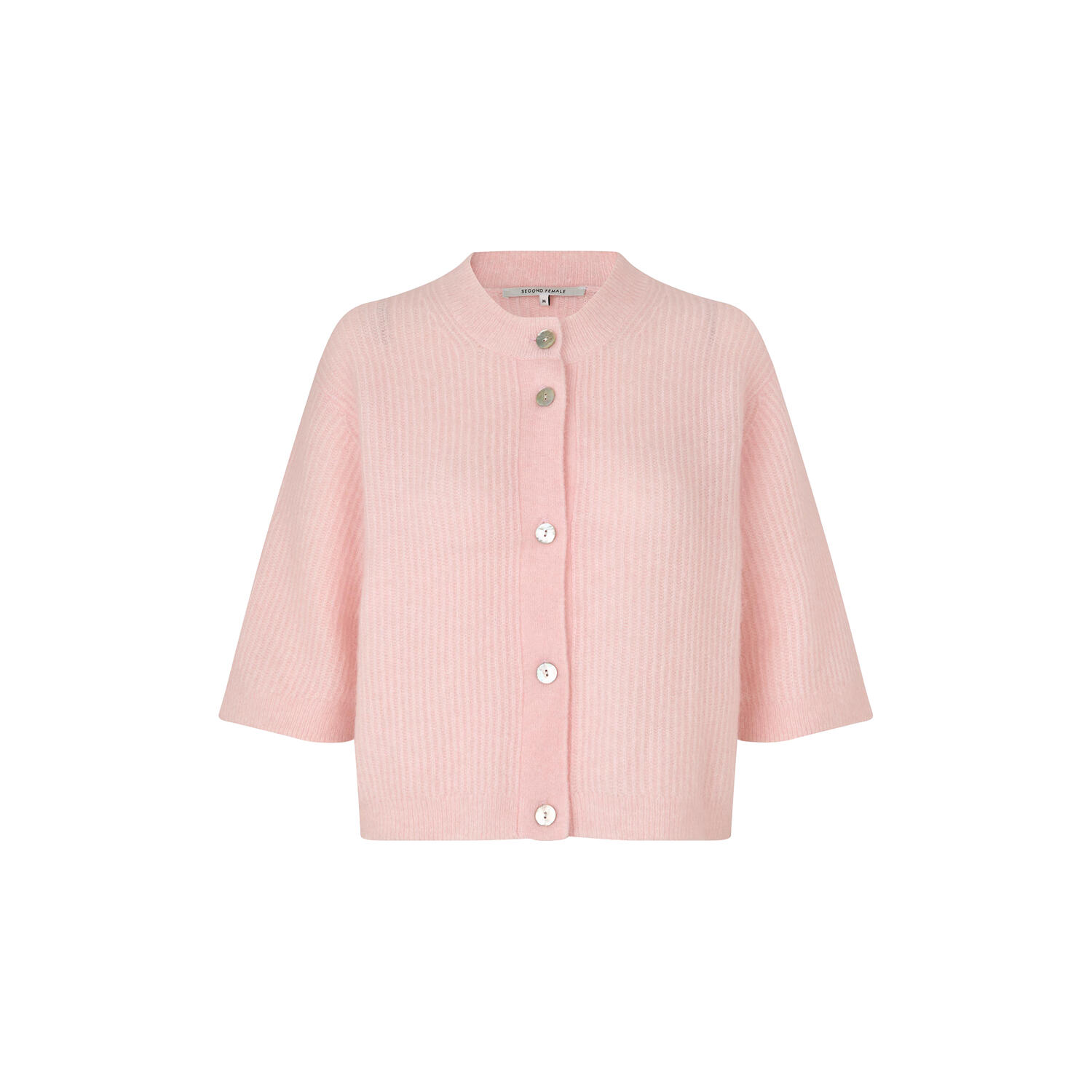 Andrea Knit Rib Cardigan, crystal pink