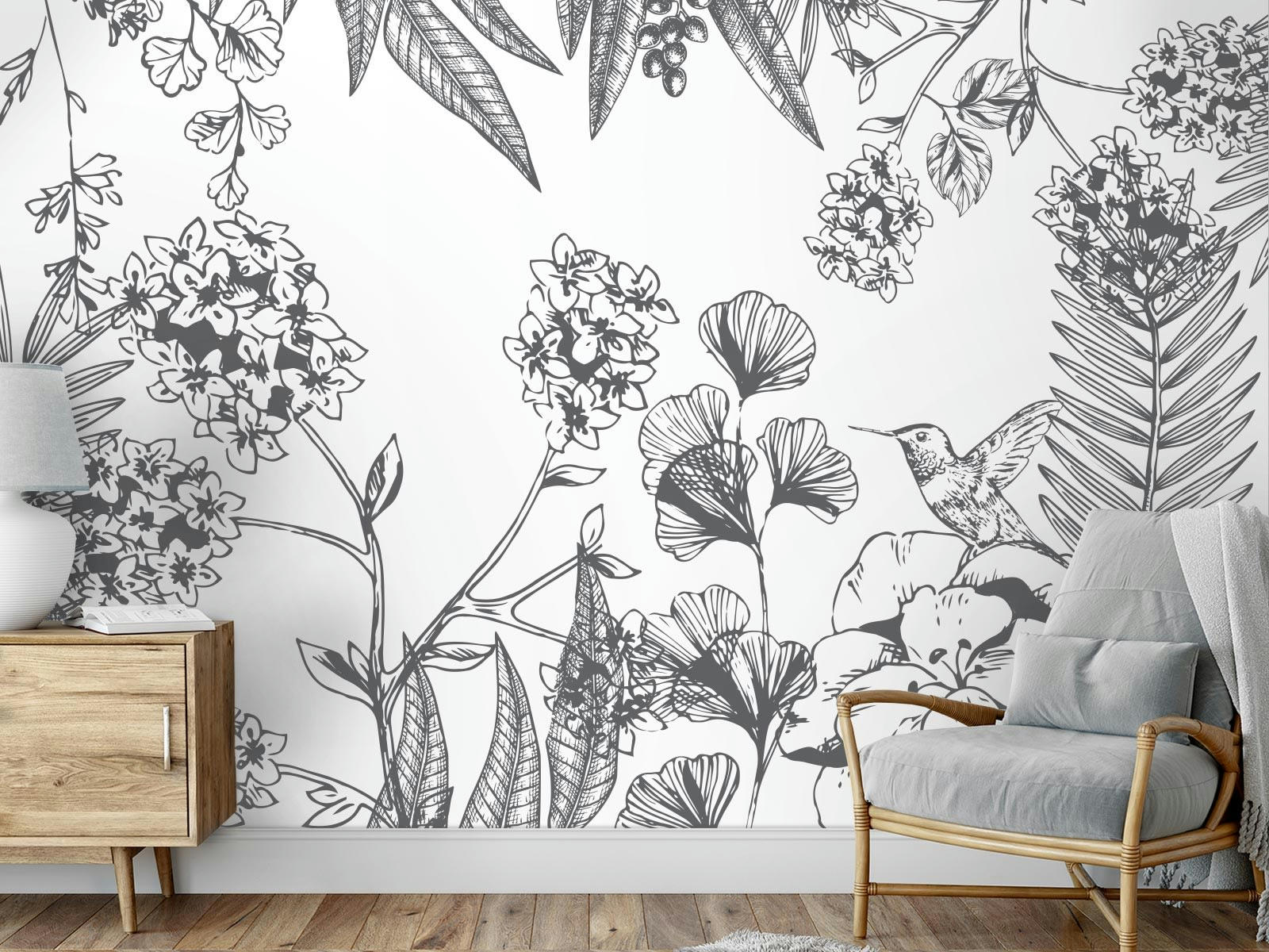 - Papier peint panoramique adhésif orée du bois gris foncé 3m50x2m50