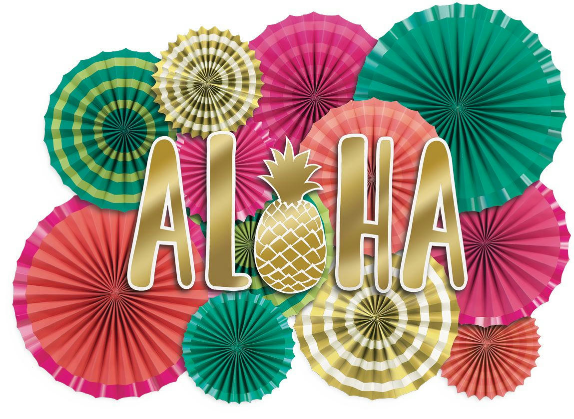 Aloha Paper Fan Decoration Kit, 17-pc