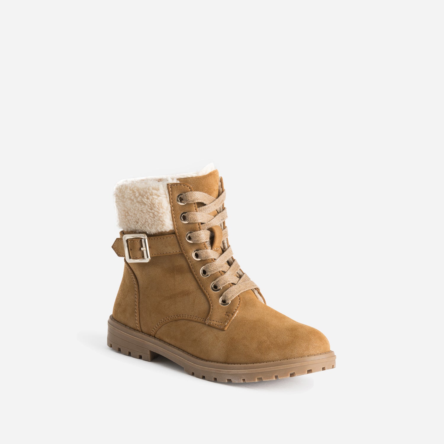 Boots à lacet camel suédé fourré