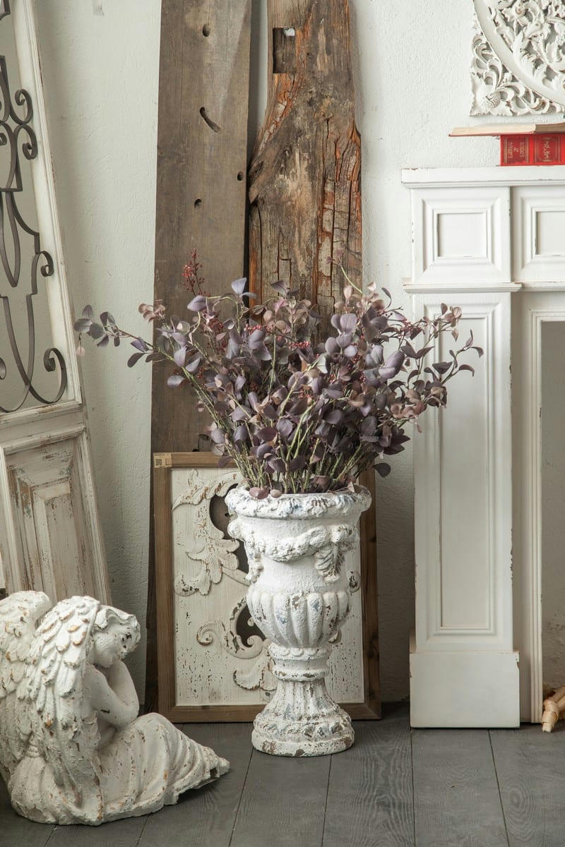 VICTORIA - Pot décoratif en ciment blanchi