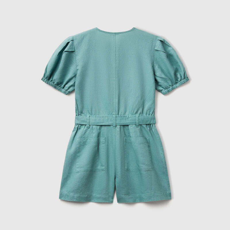 Jumpsuit with sash in linen blend