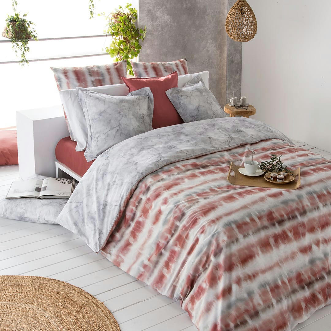 SATET HDC - Housse de couette réversible en percale de coton 240x220cm multi