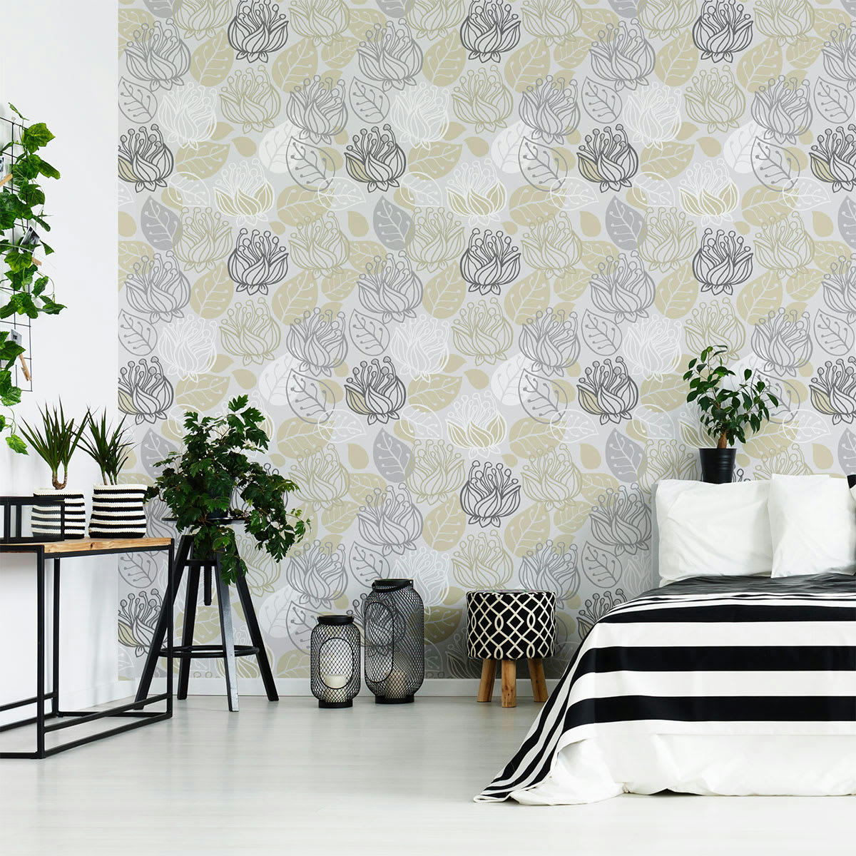 - Sticker effet papier peint florale 30x30cm