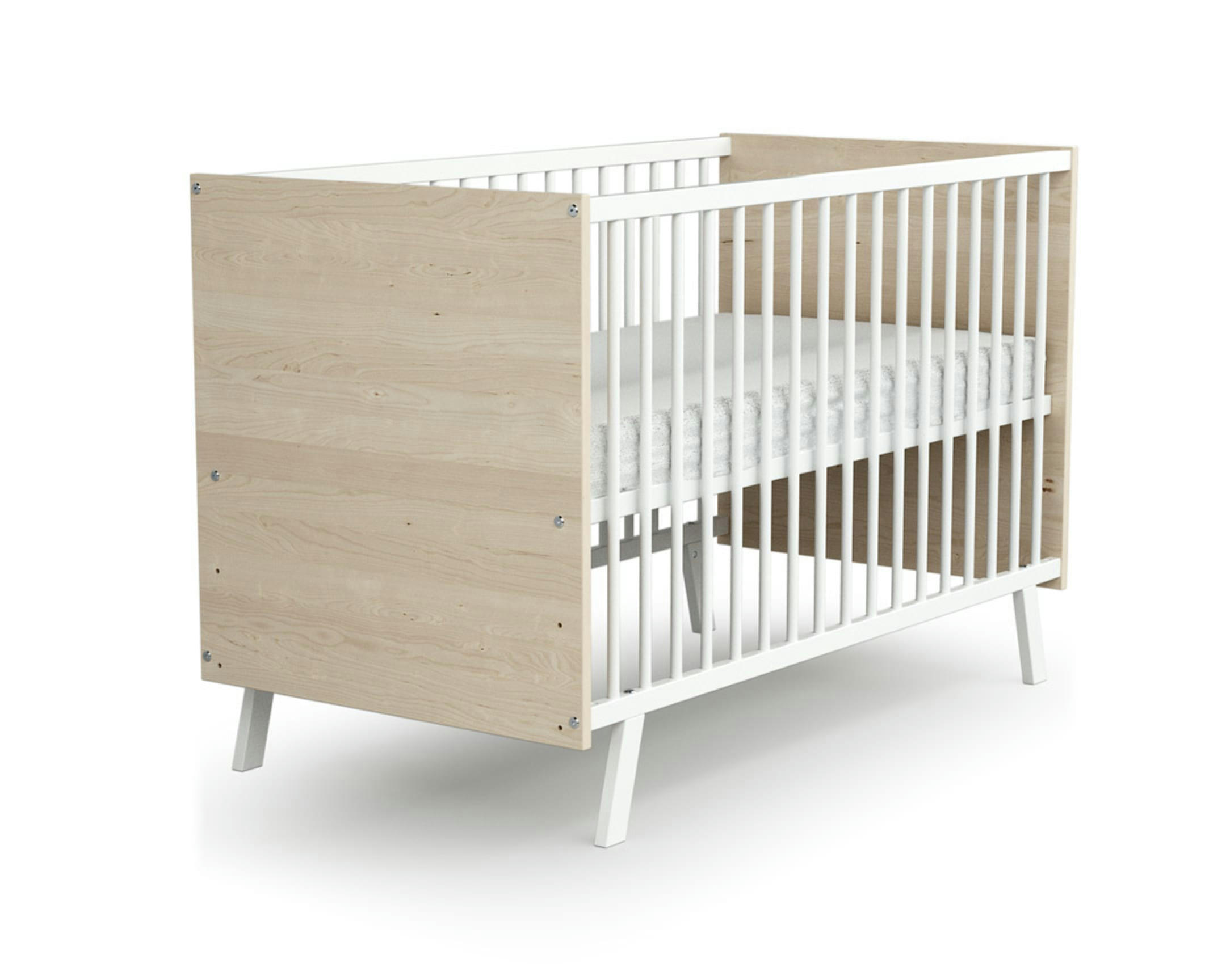 - Lit bébé 60x120 blanc et bouleau