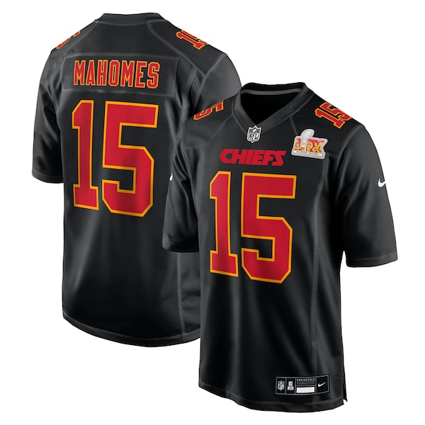 Patrick Mahomes Kansas City Chiefs Nike Super Bowl LIX Fashion Game Jersey - Carbon Black/White