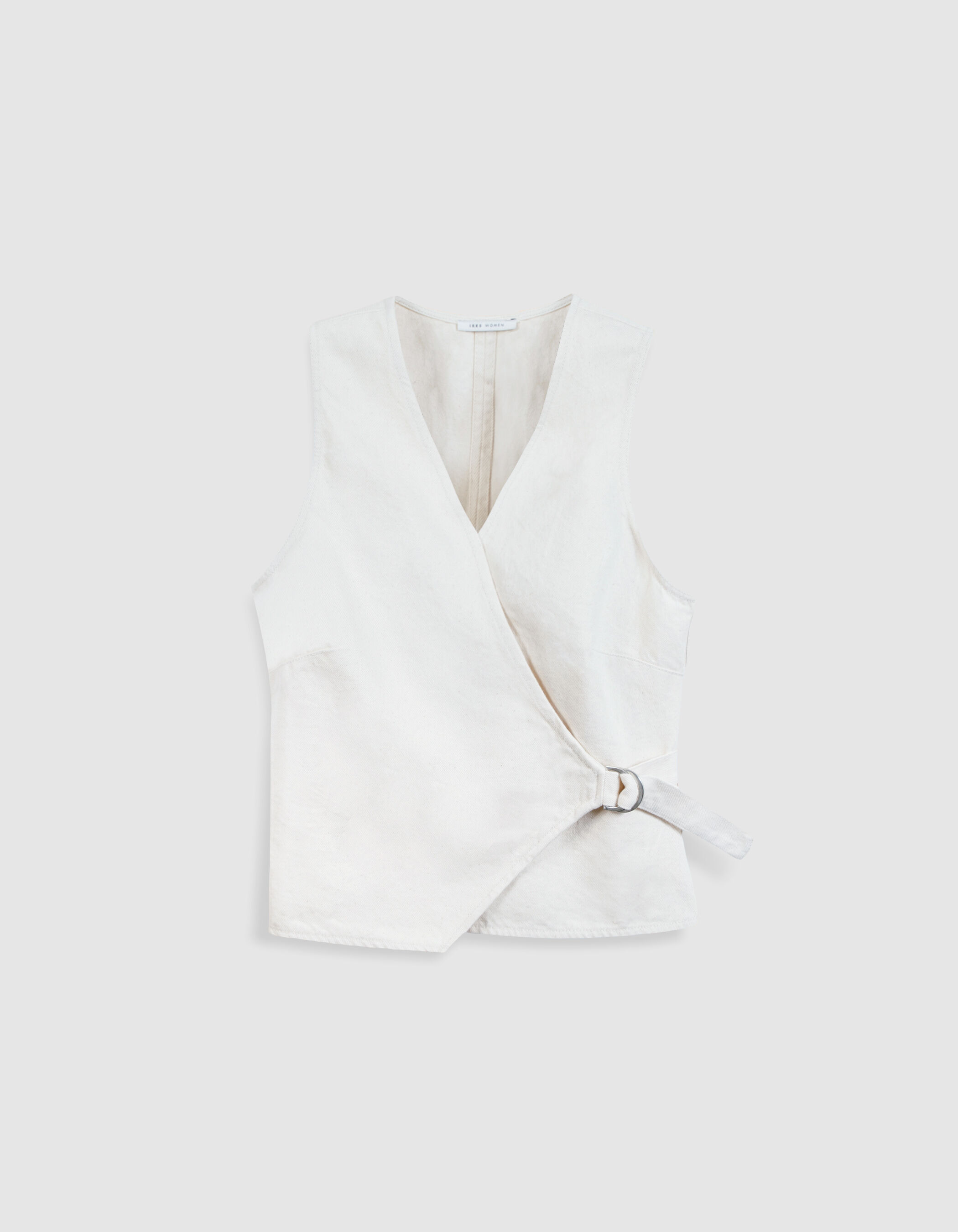 Top en jean écru à fermeture croisée Femme