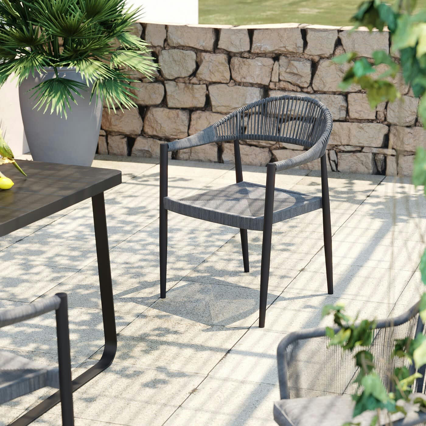 PALMA - Chaise de jardin avec accoudoirs Palma grise Kare Design
