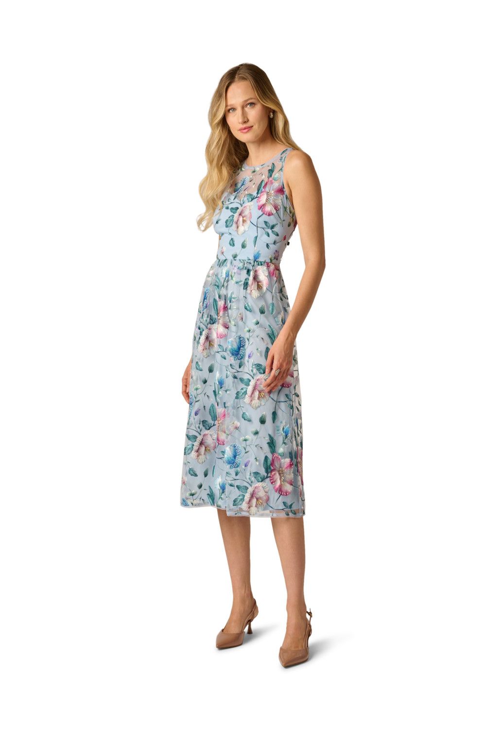 Adrianna Papell Embroidered Midi Dress