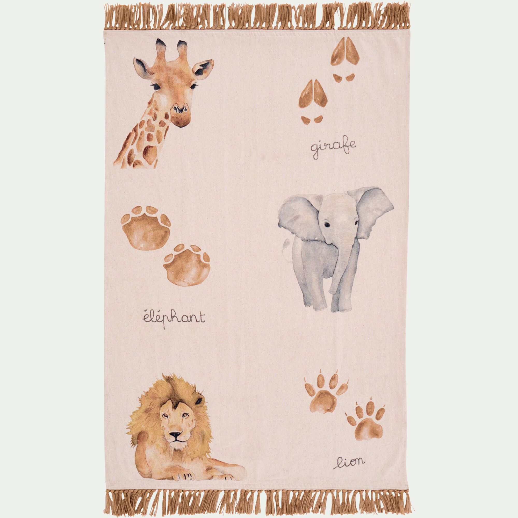 ANIMAUX - Tapis imprimé animalier 120x180cm - beige