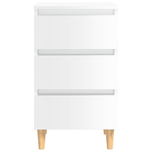 NNEVL Bed Cabinets & Wood Legs 2 pcs High Gloss White 40x35x69cm