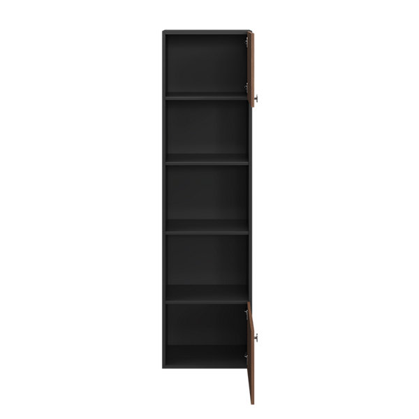 Armoire penderie 2 portes battantes effet noyer et noir GoodHome Atomia H. 187 x L. 50 x P. 35 cm