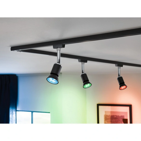 LED-Leuchtmittel, GU10, dimmbar, RGBW, schwarz matt