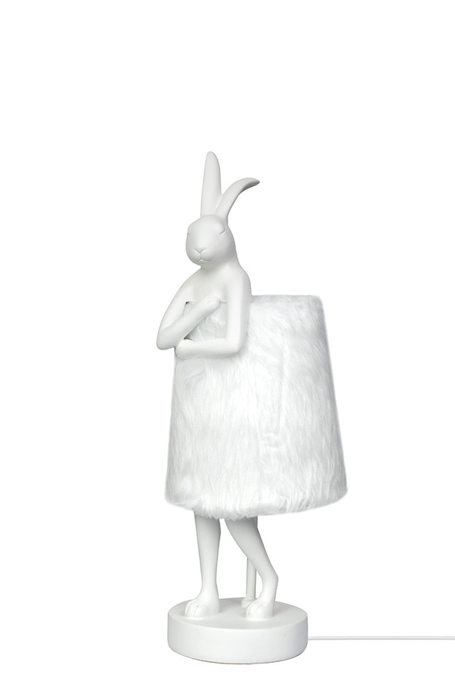 KARE lampa stołowa RABBIT FUR 50 cmbiała / srebrna