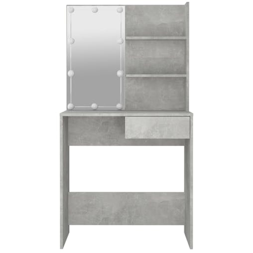 NNEVL Dressing Table with LED Concrete Grey 74.5x40x141 cm