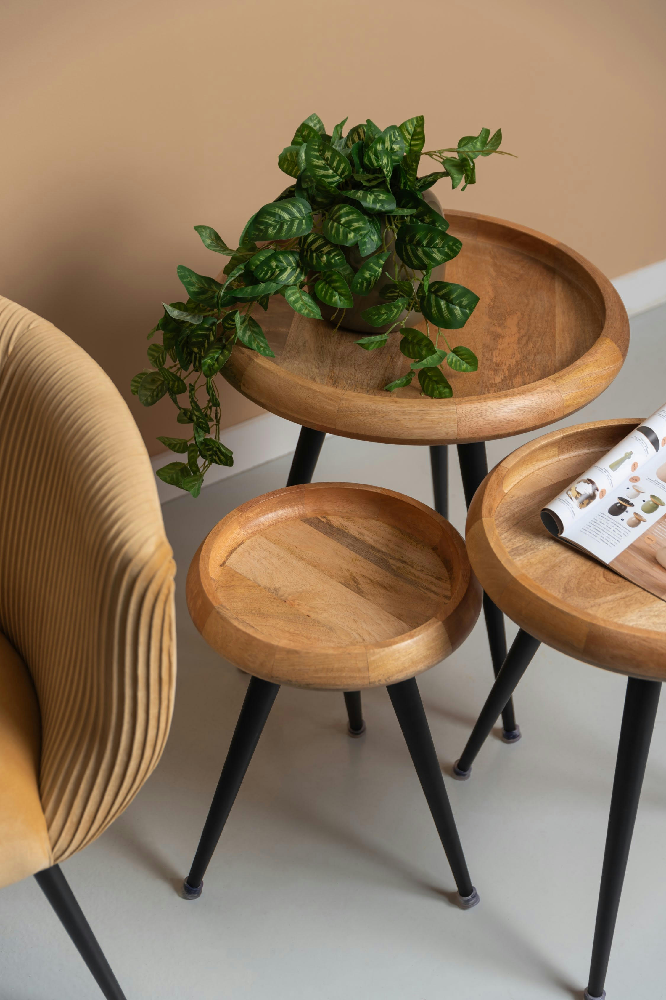 TRIPOD - Set de 3 tables d'appoint wood bois naturel