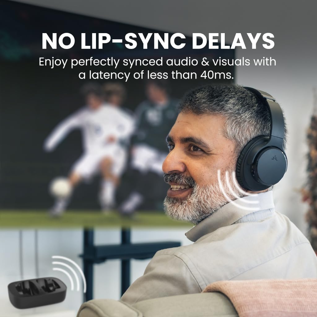 Avantree Ensemble - Wireless Headphones for TV Watching for Seniors, Easy Setup & Charging Dock, 35H Play Time, Comfortable, Works with Optical, AUX & Bluetooth TVs