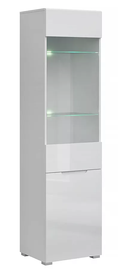 Biały regał słupek z witryną - Vevian