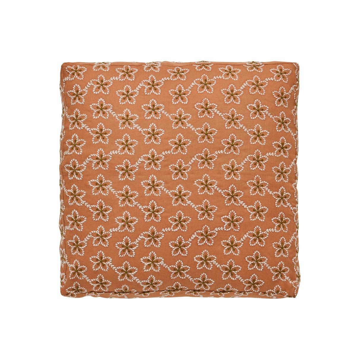 FLEURS - Housse de coussin en lin orange 45x45