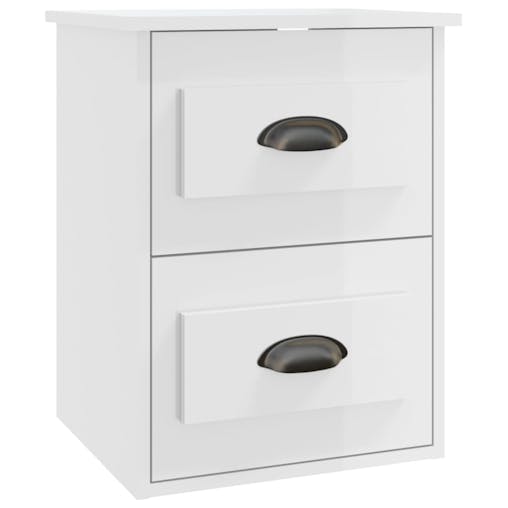 NNEVL Wall-mounted Bedside Cabinets 2 pcs High Gloss White 41.5x36x53cm