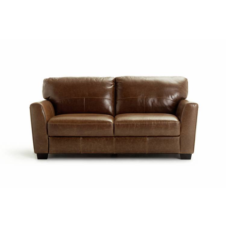 Habitat Milford Leather 3 Seater Sofa - Tan