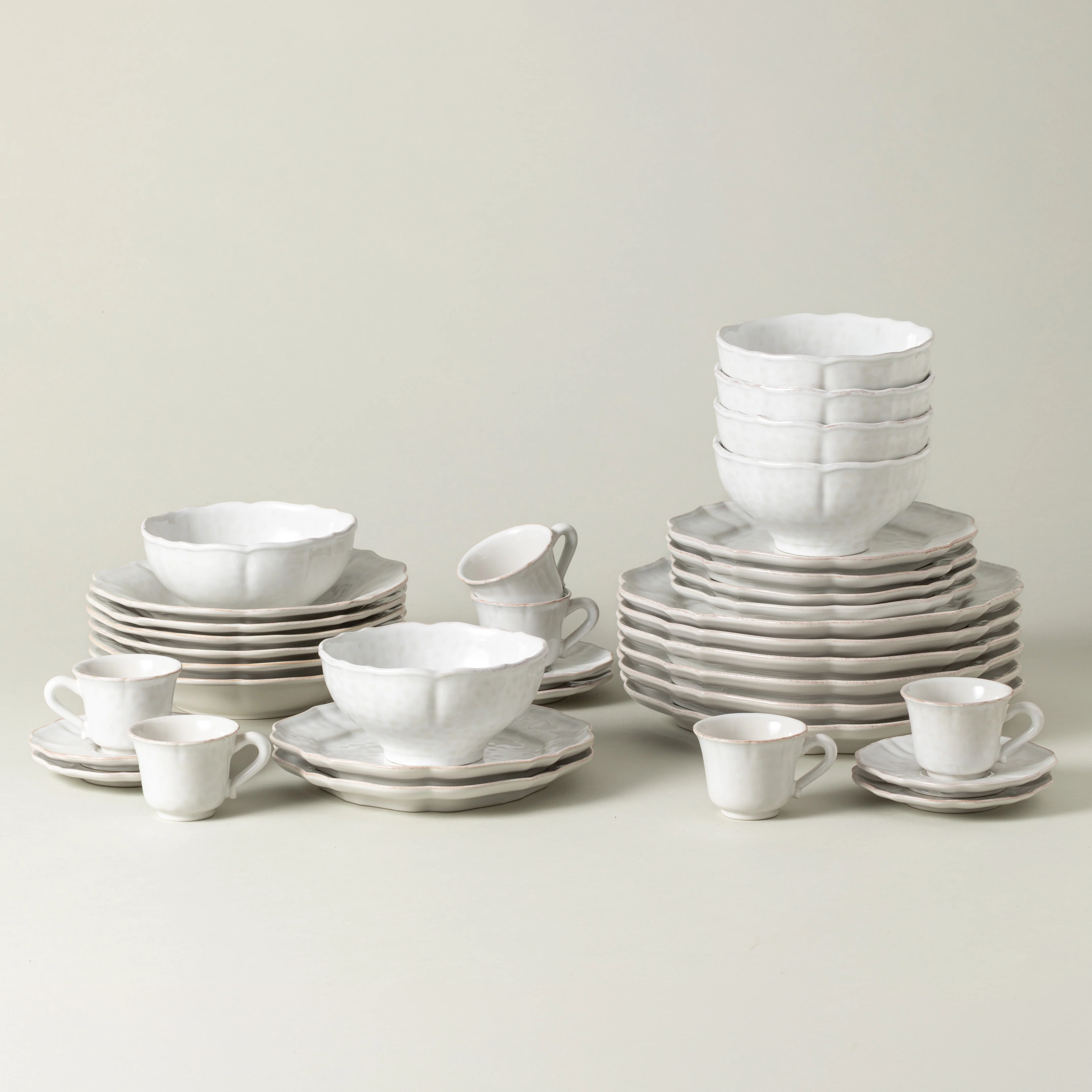 30-Piece Dinnerware Set with Coffee Cup and Saucer Impressions, Casafina by COSTA NOVA