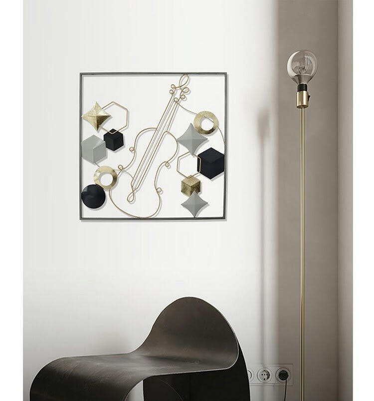 CASSIS - Décoration murale en métal violon en cadre 60x60x2
