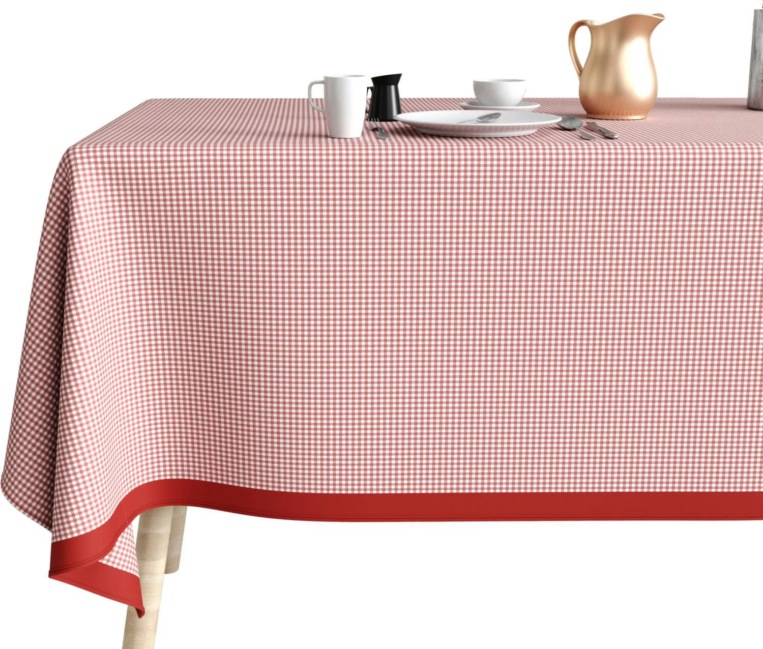 COTE NAPPE - Nappe coton rouge 140x300 cm