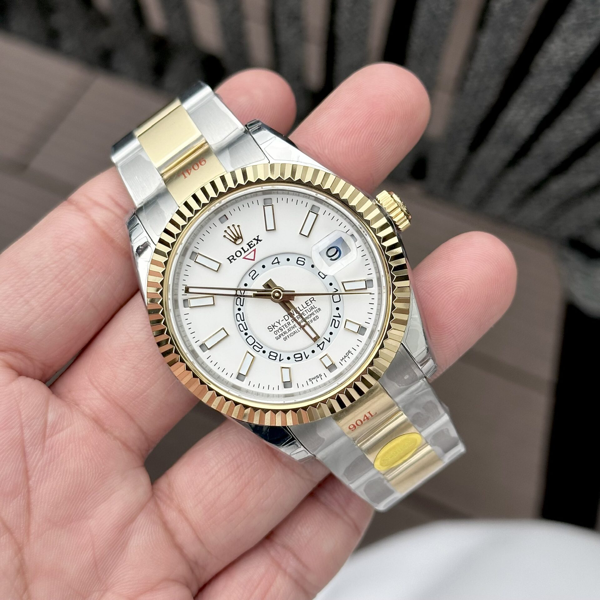 Rolex Sky-Dweller SS/YG Plated White Dial 42mm Oyster NBF Replica