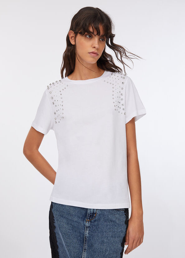 T-shirt con ricami gioiello
