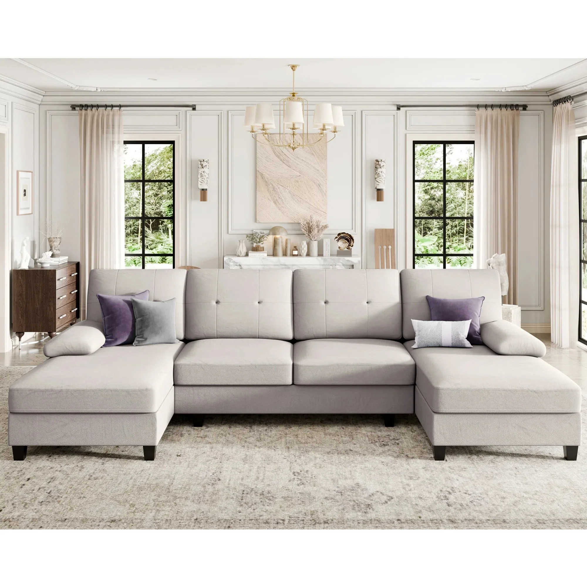 Futzca Sectional Sofa Couches for Living Room, 4 Seat U-Shaped Sofa