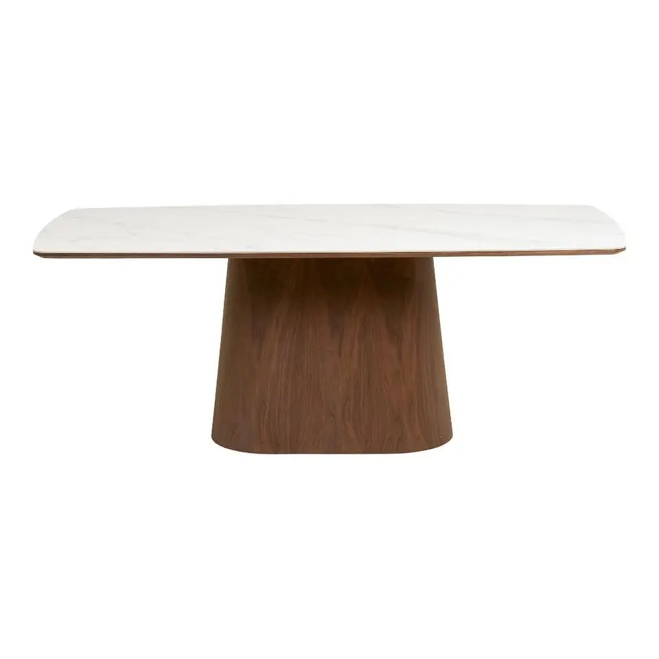 Hioshop Frida eetkamertafel keramische tafelblad wit- donkerbruin