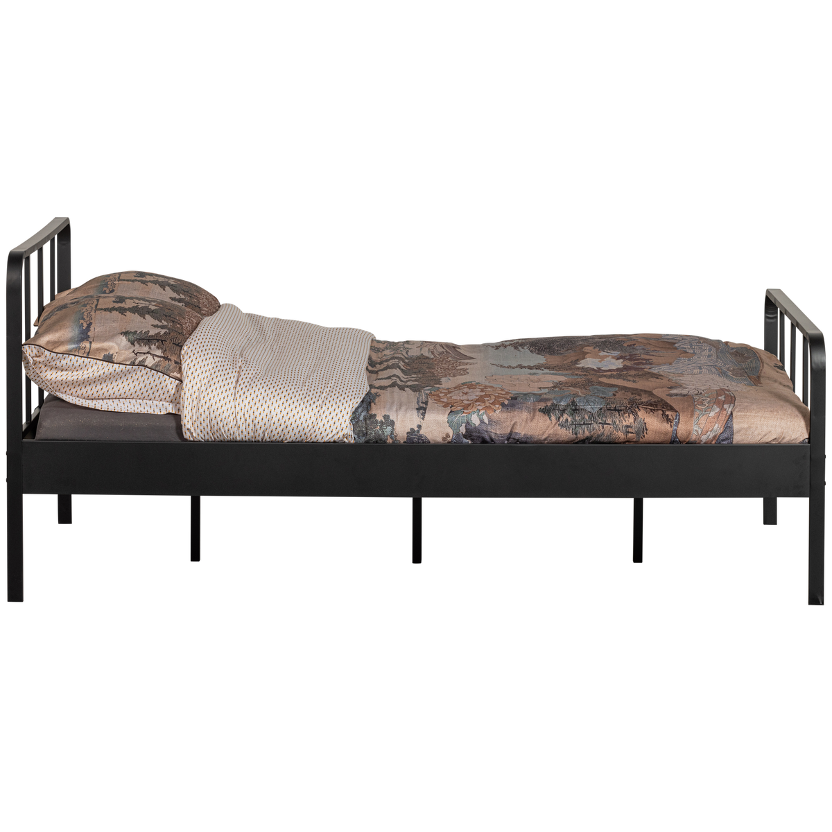 WOOOD twijfelaar bed Mees - Metaal - Zwart - 90X208X125