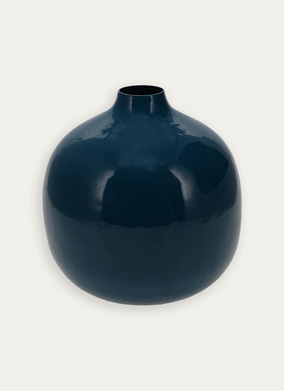 VASE EN MÉTAL COLORÉ FINITION ÉMAILLÉE BLEU PÉTROLE