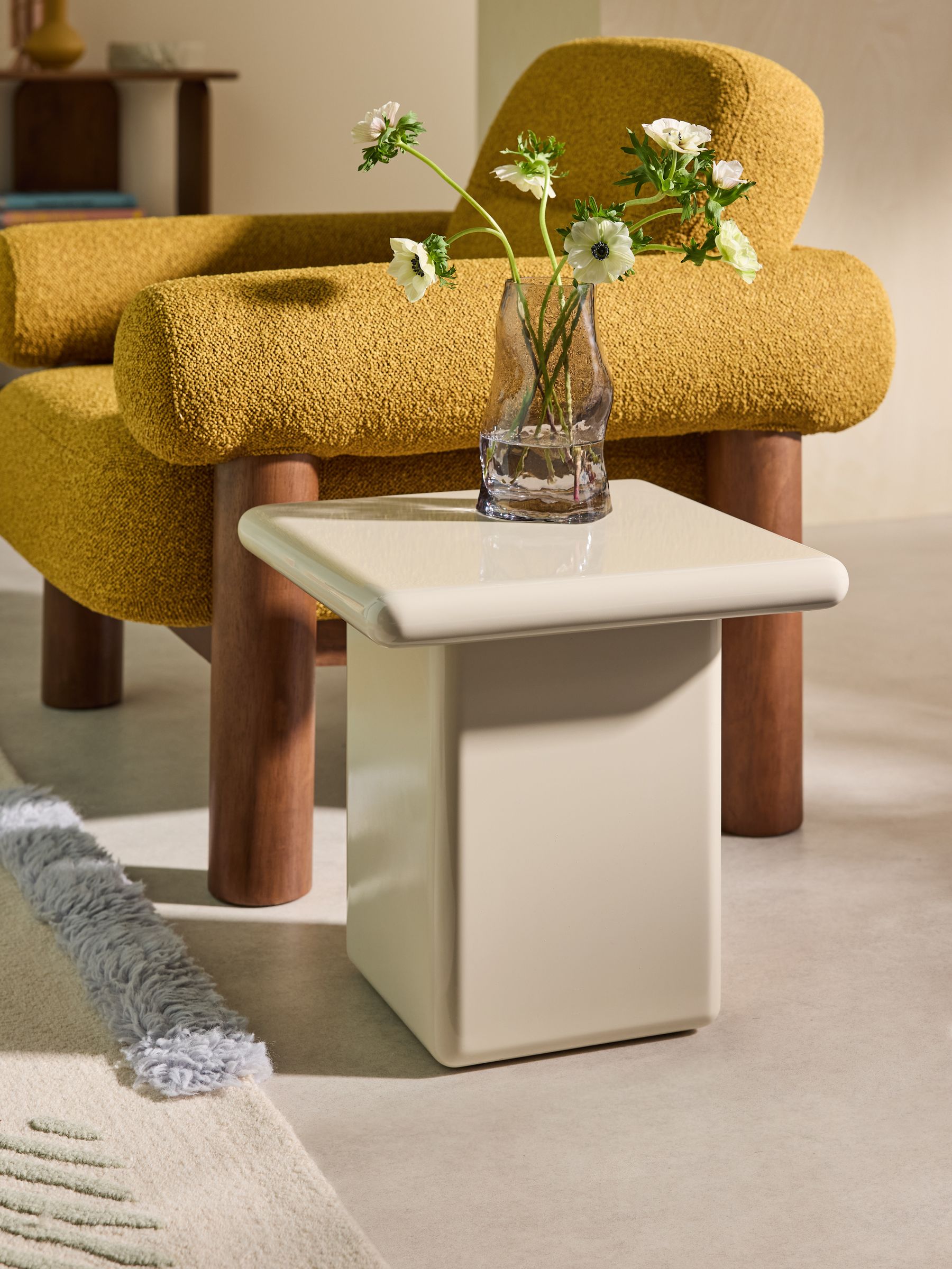 Lacey Side Table in Ecru Natural