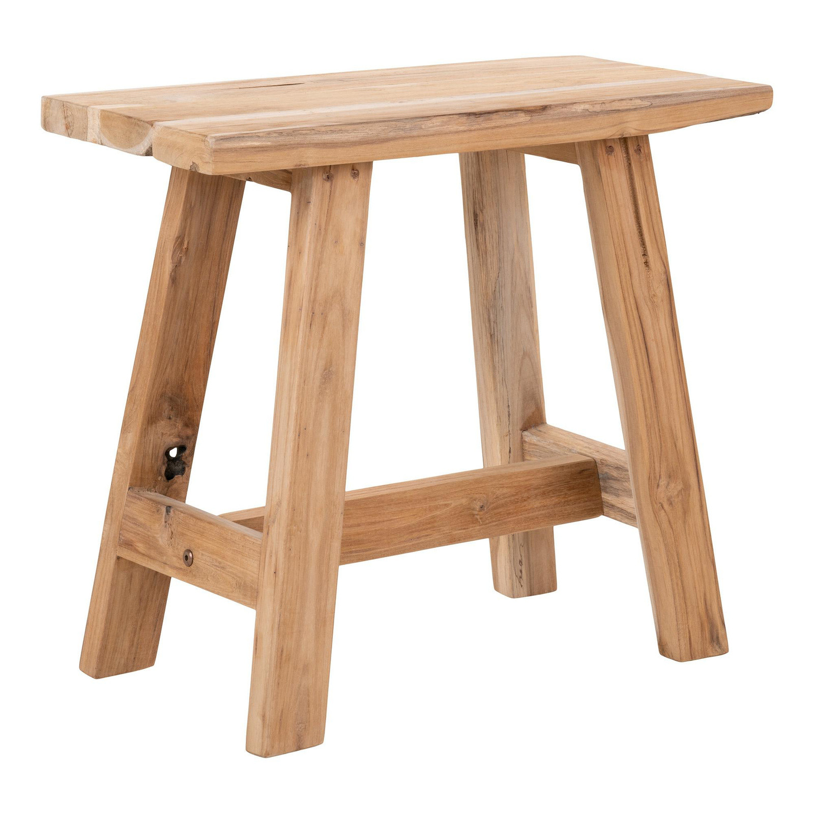 Stołek Barcelona naturalny z litego drewna tekowego 45 cm