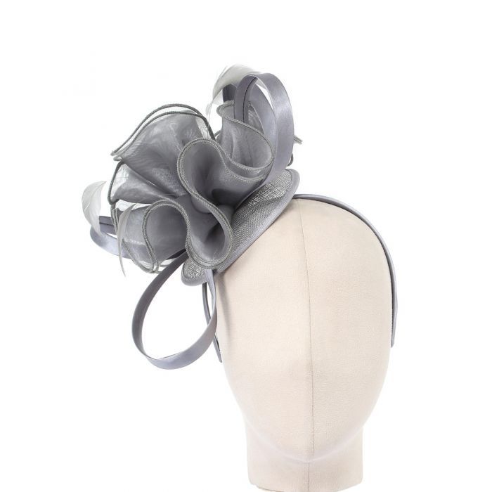 PEACH ACCESSORIES Elegant Grey Mesh Fascinator