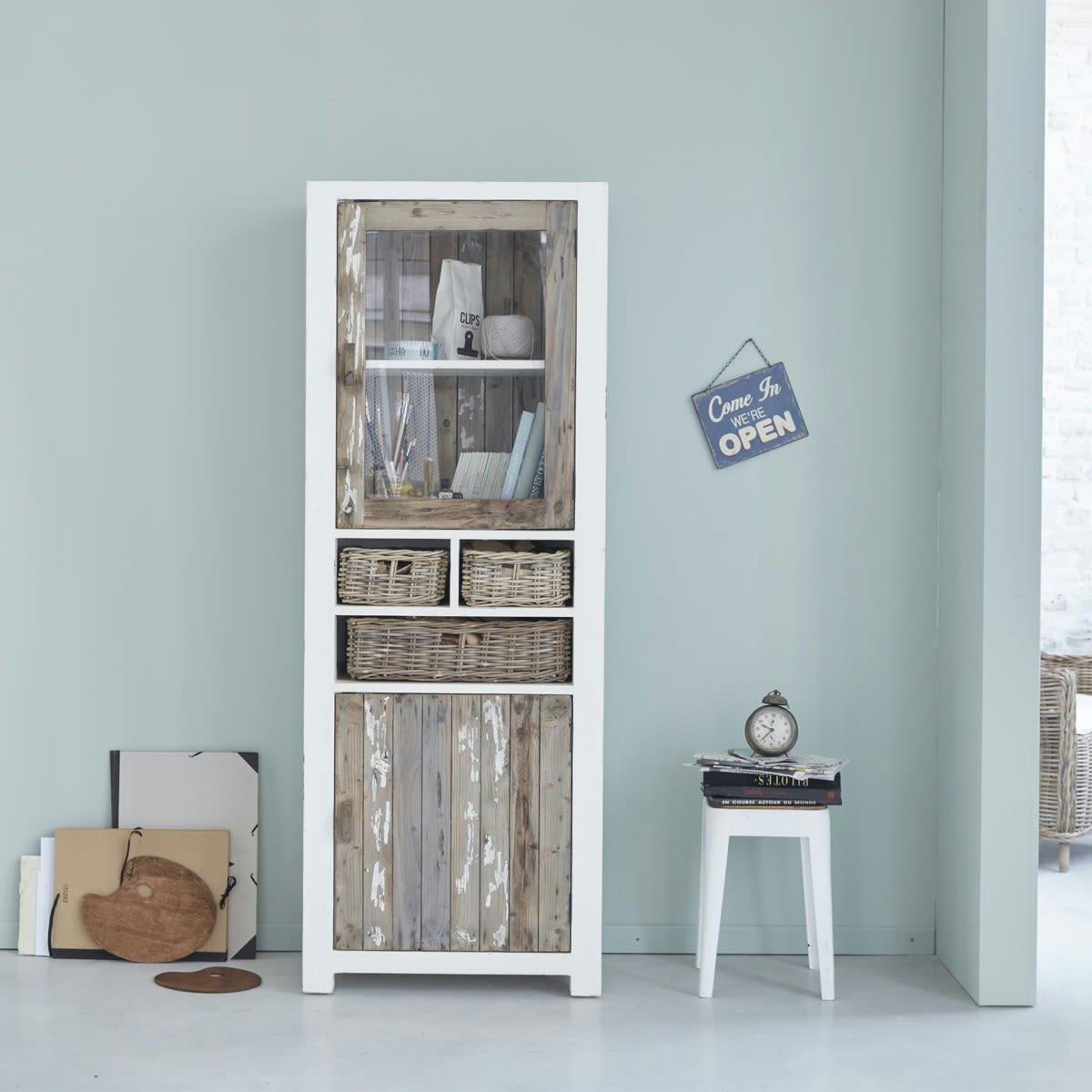 ATLANTIC - Vaisselier en pin recyclé massif