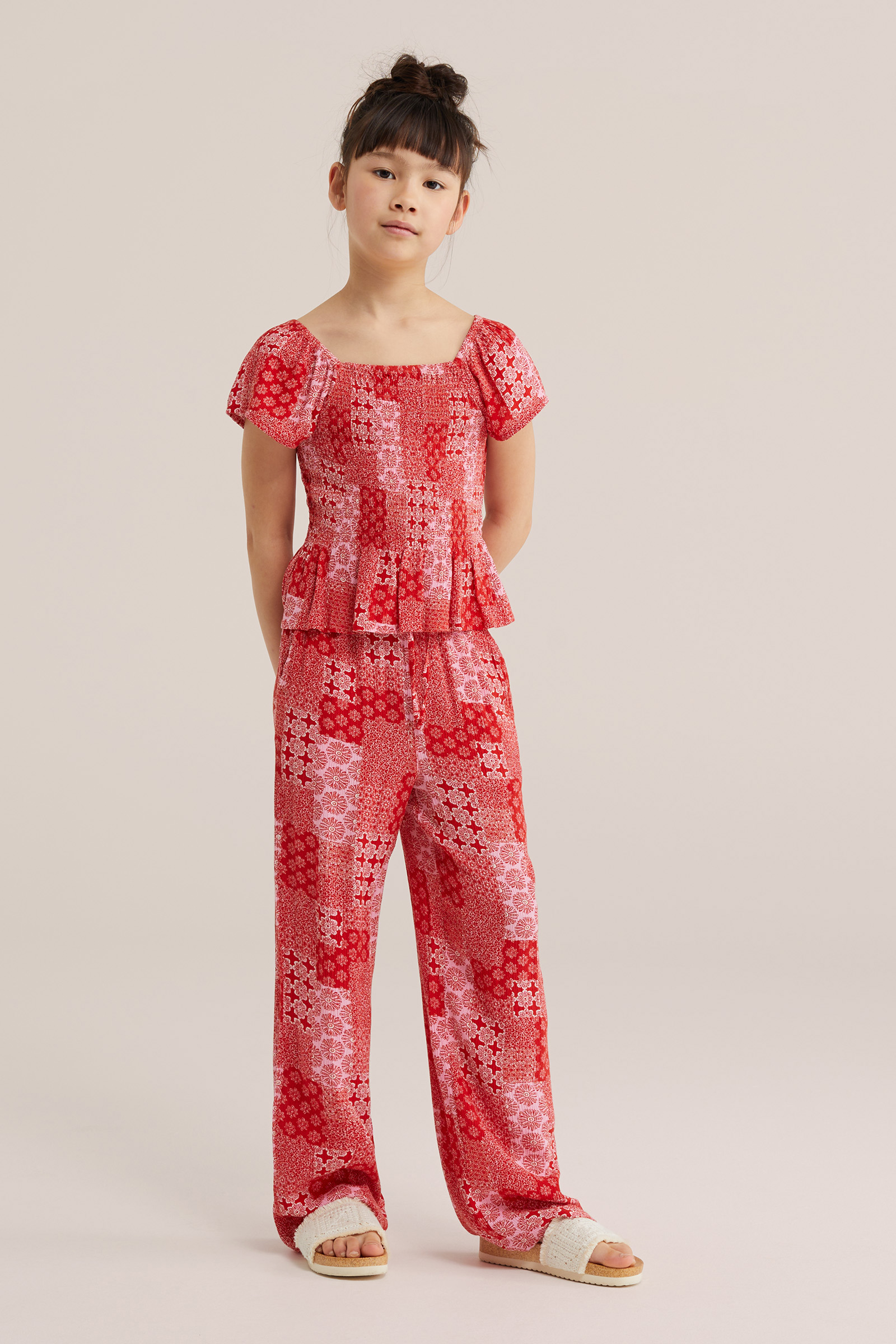 Meisjes straight fit broek met print