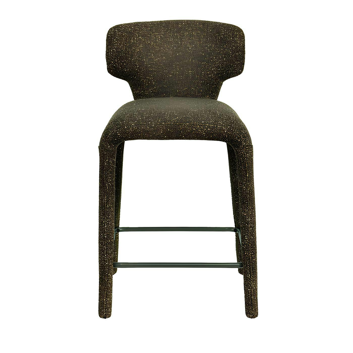 Tabouret de bar design en tissu kaki avec dossier (x2) TULSA