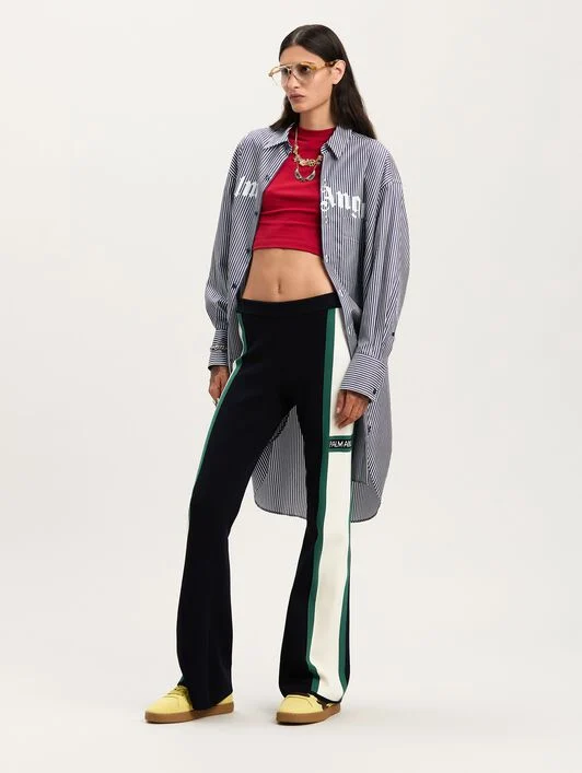 Curved logo striped shirtdress