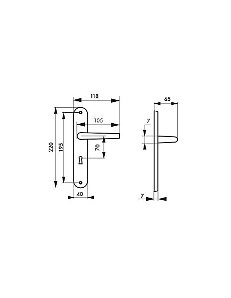 Ensemble de poignées pour porte intérieure Maia trou de clé, carré 7mm, entr'axes 195mm, noir - THIRARD