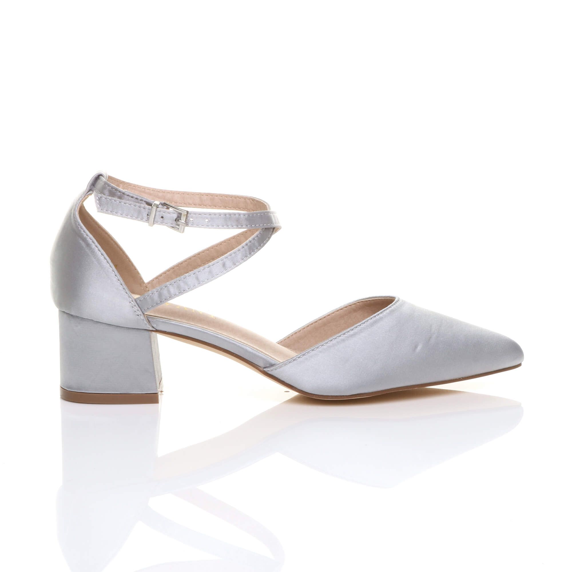AJVANI Mid Block Heel Crossed Strap Pointed Toe 2 Part Heels