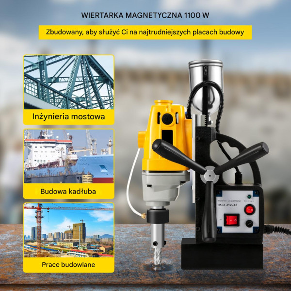 Wiertarka magnetyczna 1100W   zestaw 11 wierteł magnetycznych 1100W