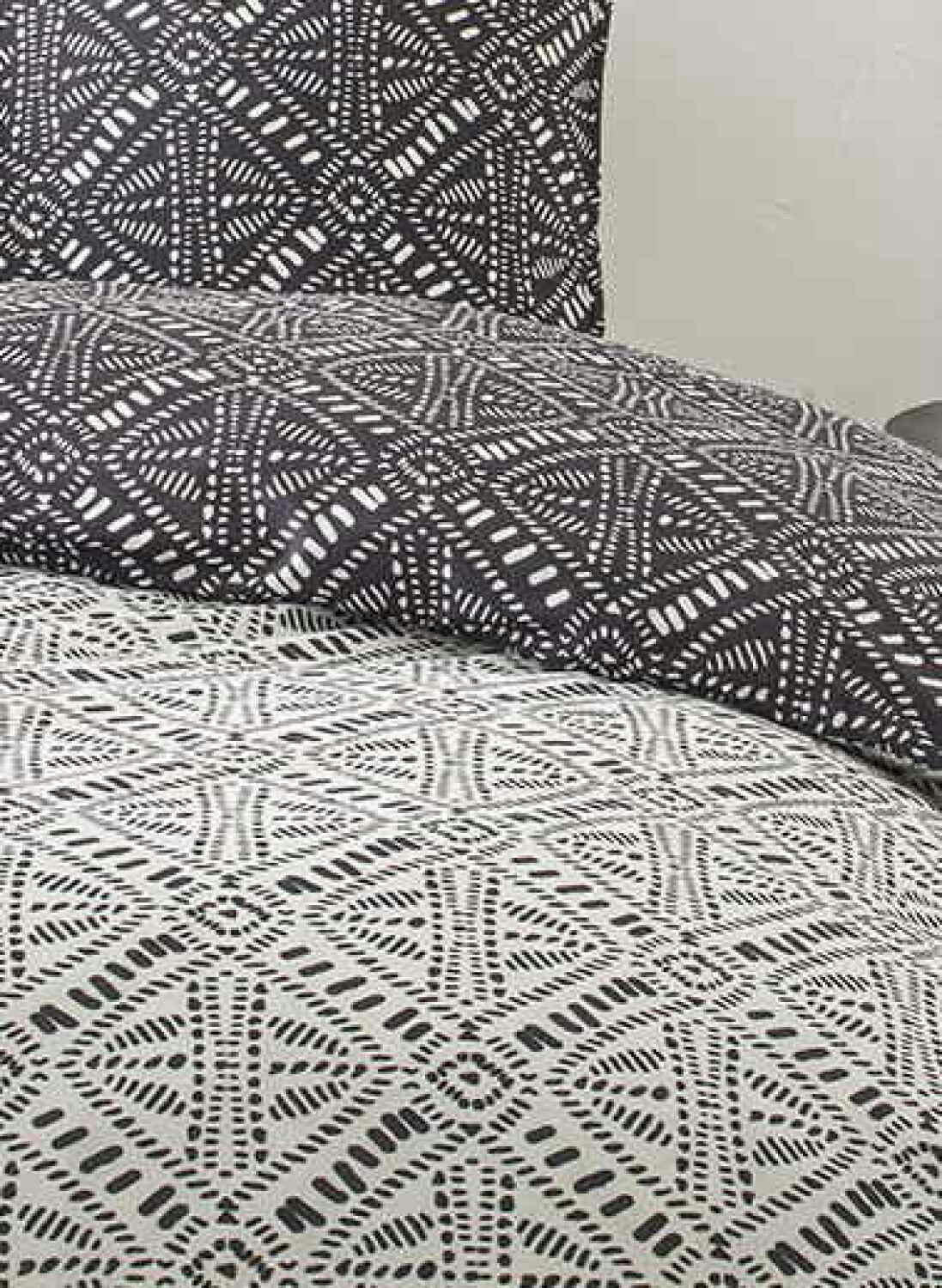 SLAVKA - Parure housse de couette coton noir 220x240 cm