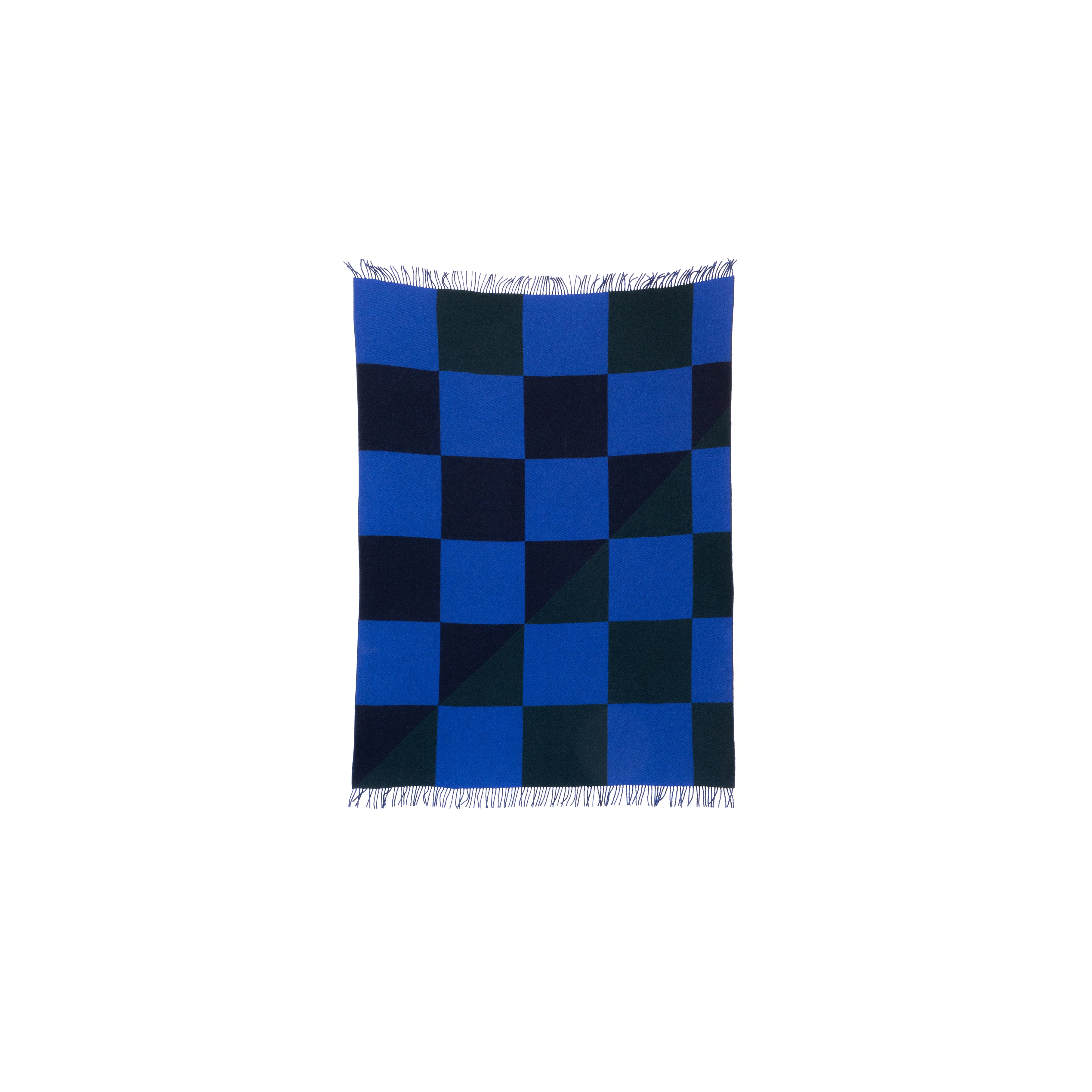 Blue, Green and Navy Throw Blanket - Oversized Checker Patchwork
