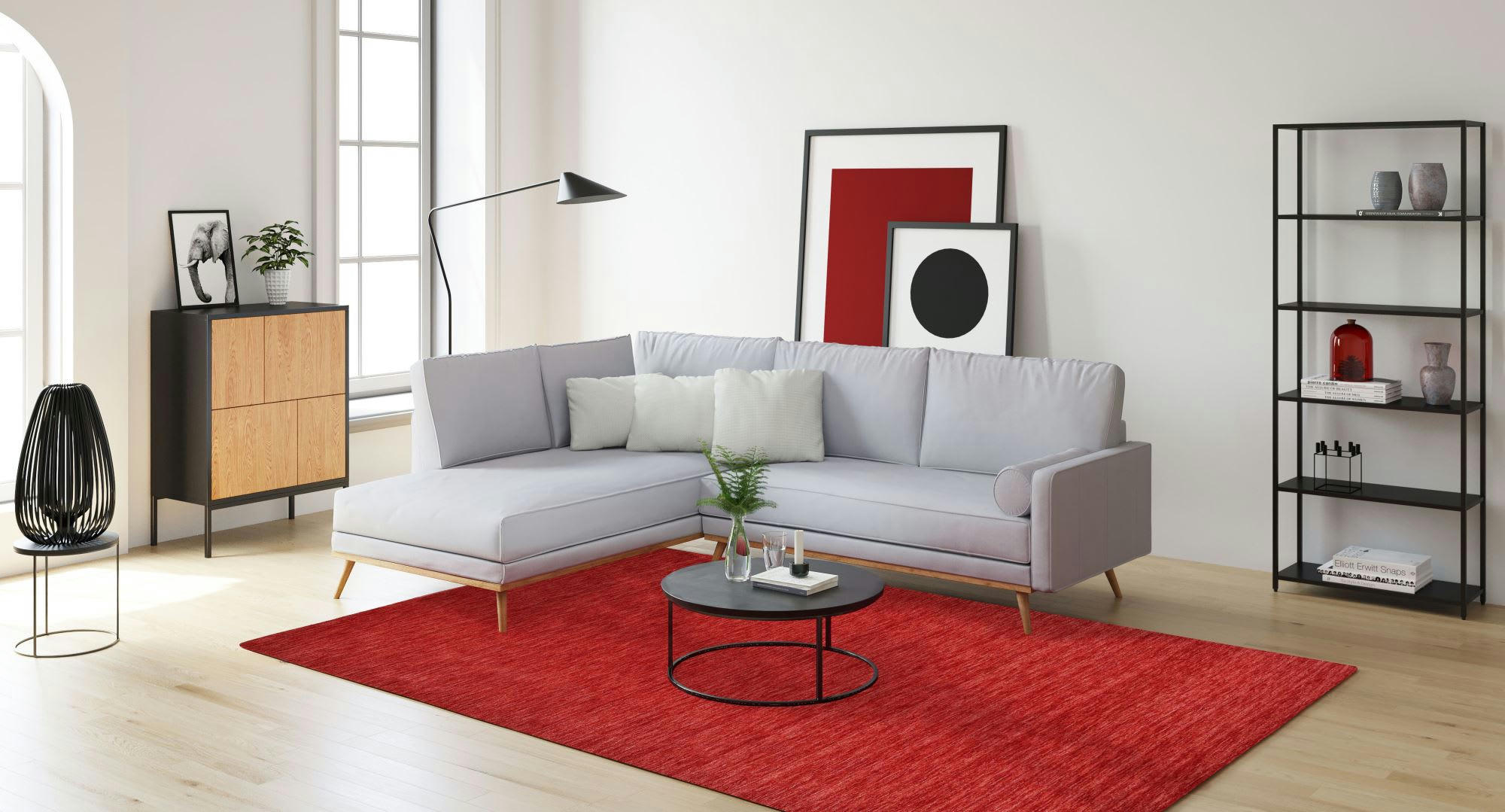 HOLI - Tapis salon - tissé main - 100% laine naturelle - rouge 040x060 cm