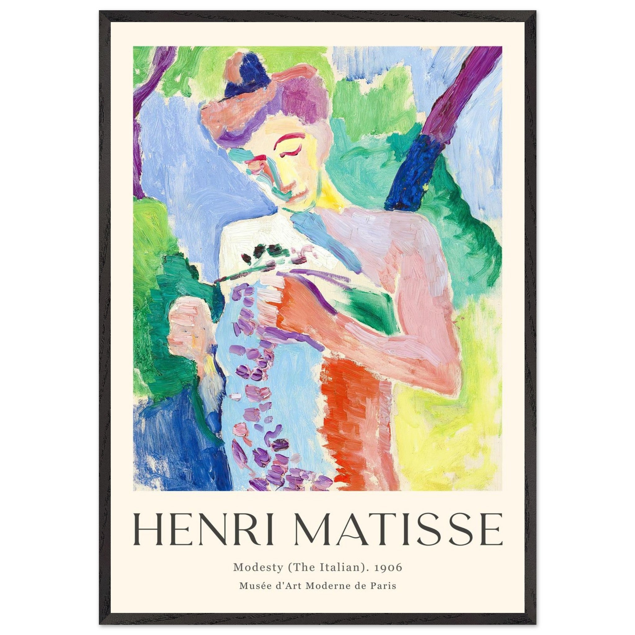 Artfulprints Poster met Lijst Matisse - Modesty 1906  - 70x100 cm - Meerkleurig