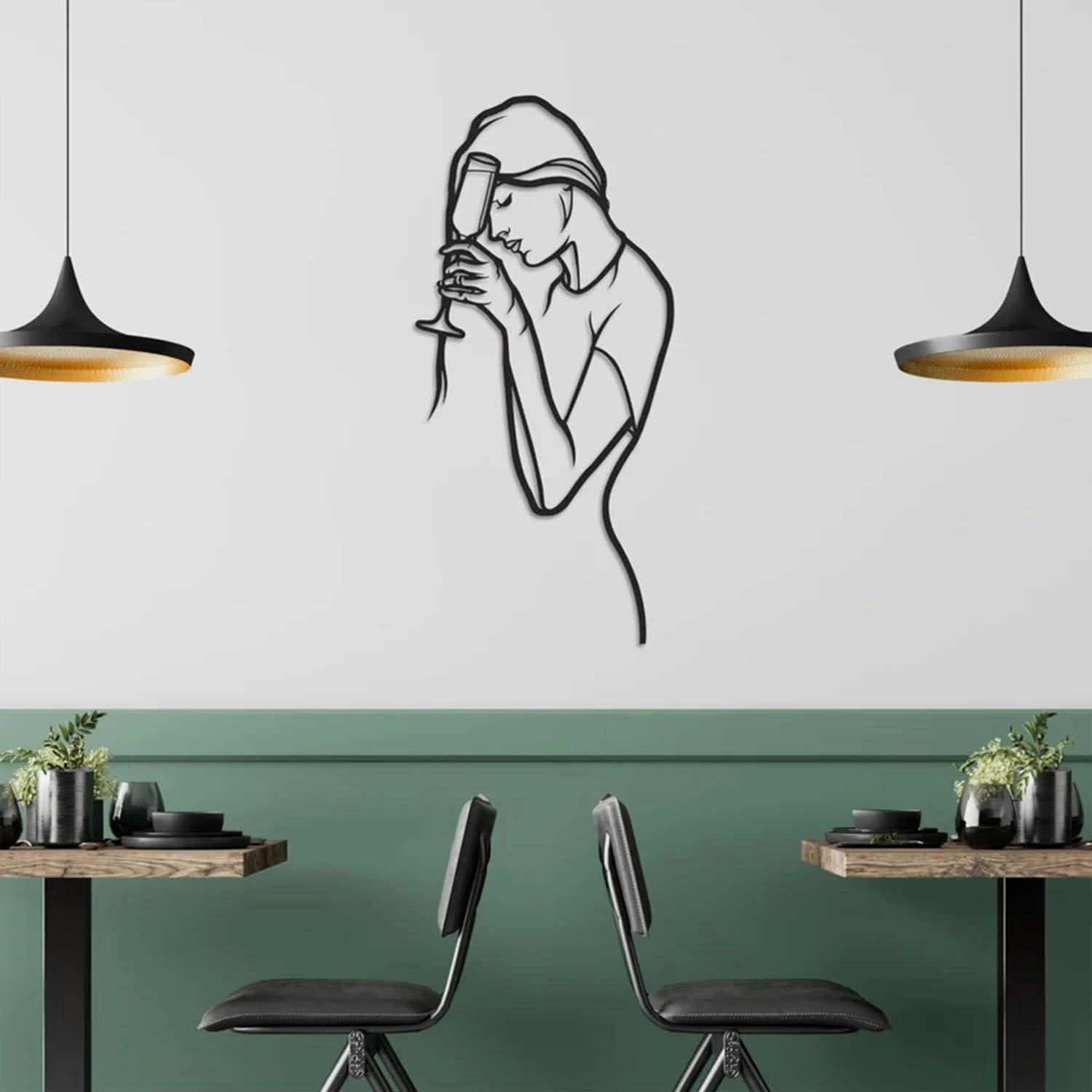 MINIMALISTE - Décoration murale minimaliste en métal noir 33x70 cm