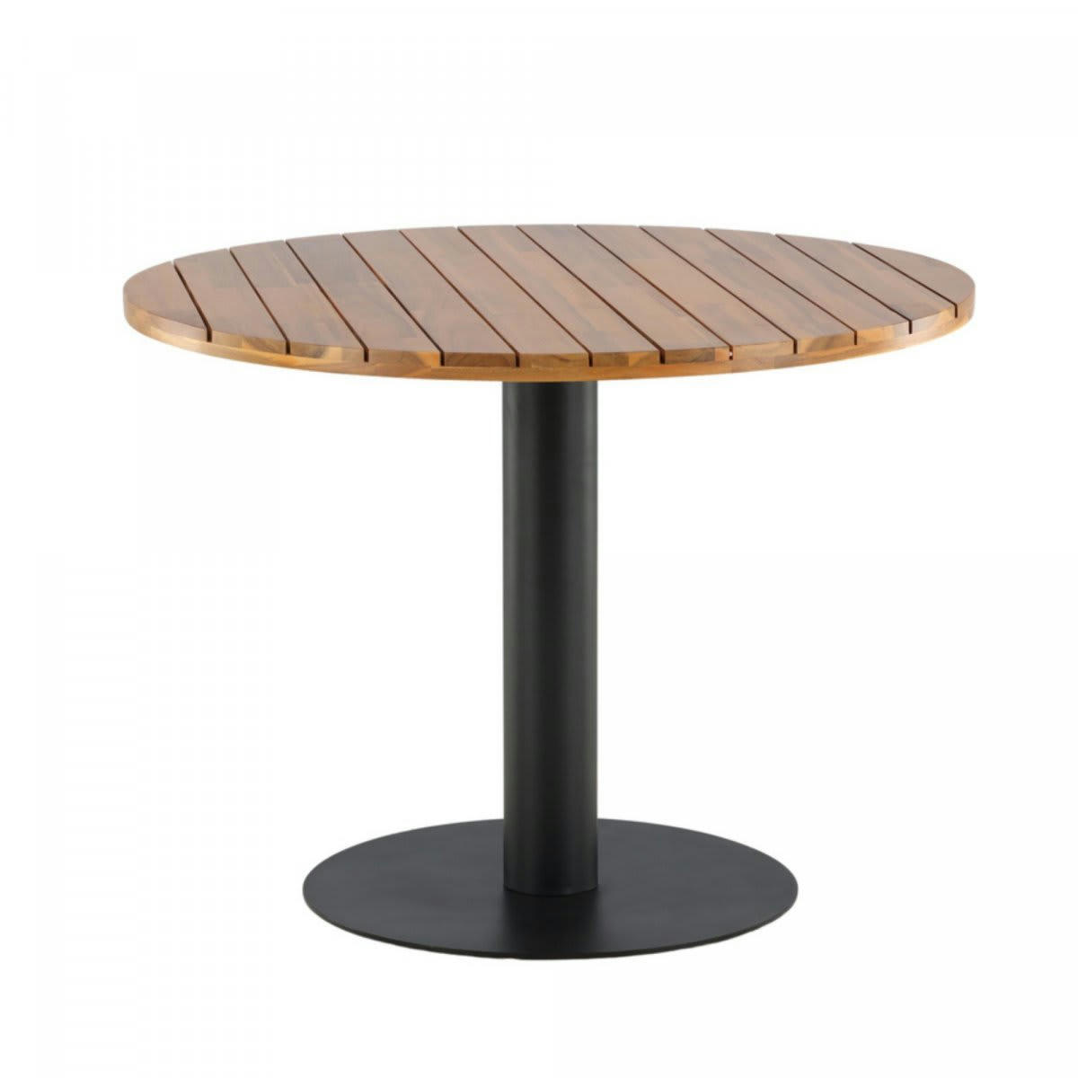 BADDA - Table de jardin ronde 100cm en bois massif et métal